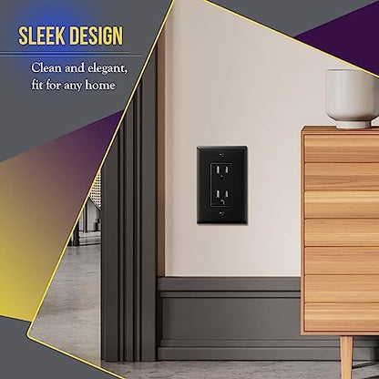 ENERLITES 1-Gang Black Mid-Size Decorator Switch Outlet Wall Plate, 10 Pack