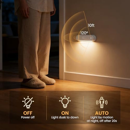 Motion Sensor Night Light, 1800mAh Rechargeable Battery Operated Step Lights, 3000K Warm White Wireless Under Cabinet Lighting for Stairs, Hallway, Closet, Bedroom, Kitchen, Cruise(2 Pack)