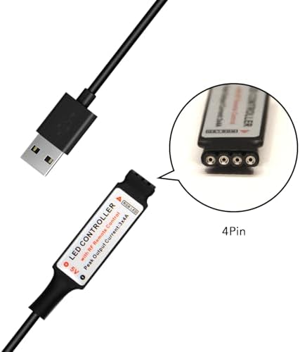 DAYBETTER RF Wireless Remote LED Controller, DC 5V to 24V for LED Strip Lights, 17 Keys Wireless Remote Control Dimmer Controller, Mini 4-Pin RF LED Controller