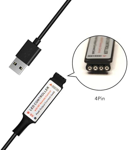 DAYBETTER RF Wireless Remote LED Controller, DC 5V to 24V for LED Strip Lights, 17 Keys Wireless Remote Control Dimmer Controller, Mini 4-Pin RF LED Controller