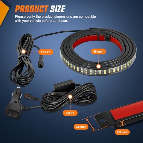 Nilight 48 Inch 288 LED Tailgate Strobe Light Strip Green White