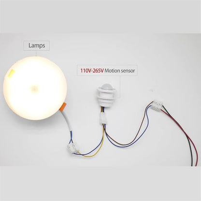 HANNAHONG Mini PIR Motion Sensor Switch,AC110-220V, Smart Human Body Activated Detection,Time Delay Adjustable, Infrared Induction Detector for Wall LED Light, Strip,Ceiling Lamp Switch