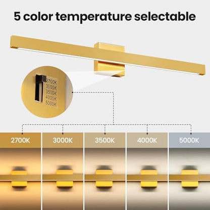 Modern Bathroom Vanity Light Gold Bathroom Light Fixture Over Mirror 32 Inch 26W Dimmable 5CCT LED Vanity Light Bar for Bathroom Mirror Cabinets Bedroom