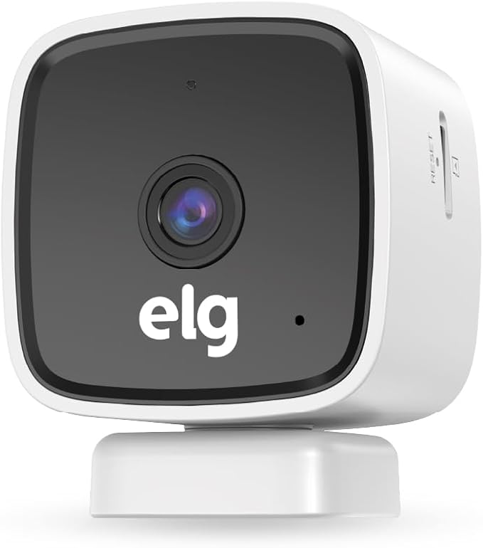 ELG Smart Indoor Wi-Fi Security Camera 1080P Full HD with Night Vision, Two-Way Audio, Motion & Sound Detection, Cloud and Local Storage, App Control for Home Monitoring