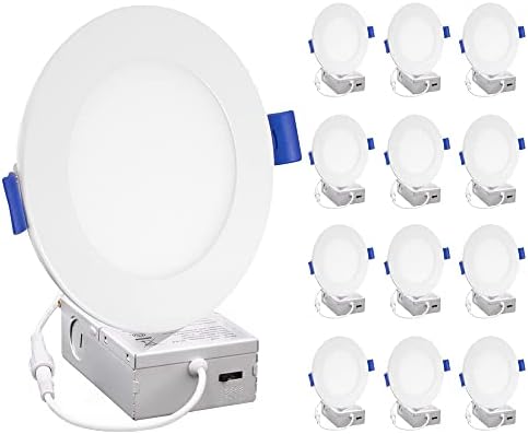 Maxxima 4" Ultra Thin Recessed LED Downlight, 650 Lumens, 5 CCT, 12-Pack