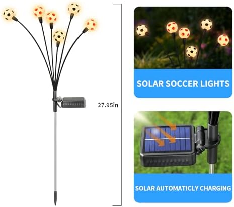 vignuto 2026 Solar Soccer Lights, 8 Packs 48LED, Solar Lights Outdoor Waterproof, World Cup Decorations, Garden Decor, Patio Decor, Unique Decor for Soccer Game.