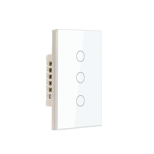 WiFi Smart Light Switch 4.65 X 2.83 X 1.34 Inches,3-Button,2.4GHz Wi-Fi Touch Switch,Neutral Wire Required,Work with Smart Life/Tuya App and Alexa,White