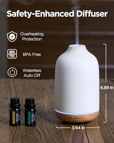InnoGear 150ml Ceramic Essential Oil Diffuser, Diffusers for Home, Yellow