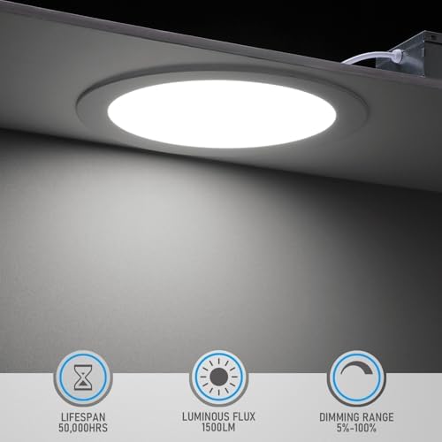 TORCHSTAR 12-Pack 8 Inch Ultra-Thin LED Recessed Light, CRI90 18W, 5000K