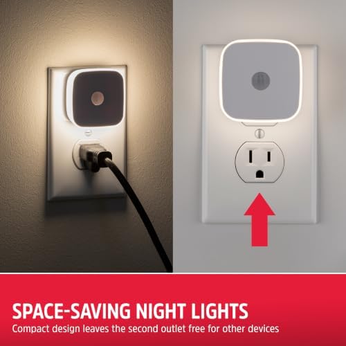 Energizer LED Motion Sensor Night Lights Plug Into Wall Dusk to Dawn Sensor