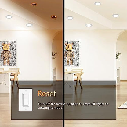 CycevSun 4 Inch 2 Pack LED Recessed Lights with Night Light, Ultra Thin