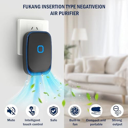Air Ionizers 6 Pack, Plug in Negative Ion Air Purifier, 100 Million Ions/hr Filterless Quiet Mini Portable Air Freshener for Home, Pet Odors, Bedroom, Kitchen, Office, Smoke, Dust, Black