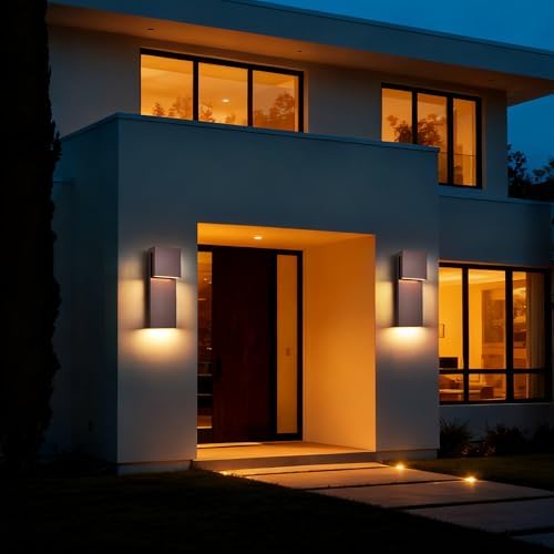 Tarentlight 15IN Outdoor Wall Sconce Fixture,Dusk to Dawn Patio Lights,Waterproof Exterior Lamp,Modern Wall Mounted with 17W 3000K LED, Bronze Finish,Outside Lights for House Front Door Entryway