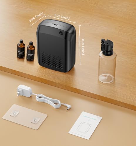 Waterless Essential Oil Diffuser with 2 x 100ML Oils, 3000 Sq.Ft Coverage for Large Home Hotel Office, 400ml Cold Air Scent Machine, Bluetooth App Control, Quiet Aroma Diffuser Wall Mount