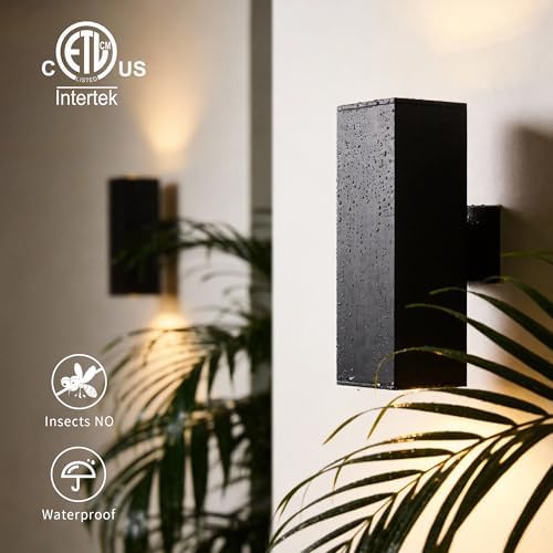 mirrea 18" Modern Outdoor Porch Light in 2 Lights, Matte Black, 4 Pack