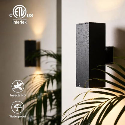 mirrea 18" Modern Outdoor Porch Light in 2 Lights, Matte Black, 4 Pack