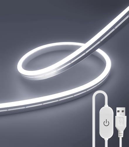 6.56FT Neon LED Strip Lights White USB Silicone LED Rope Lights