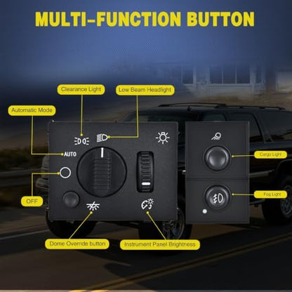 Nilight Headlight Dimmer Switch and Cargo Fog Light Switch Compatible with 2003 2004 2005 2006 2007 Chevy Avalanche Silverado Suburban Tahoe GMC Sierra Yukon Hummer H2 2003-2006 Cadillac Escalade