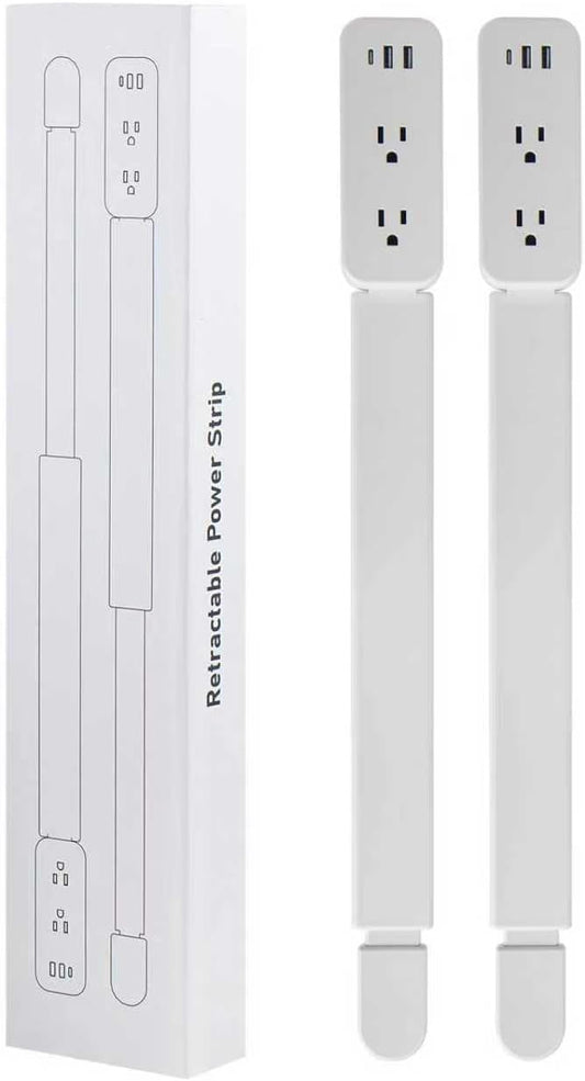 Electrical Outlet Extender Stick - Features USB-A, USB-C and 2 AC Outlets, Extends 22"-34", Rotates 180° Access Hard-to-Reach Outlets, Wall Plug Power Socket Expander Nightstands, Sofa, Desks and More