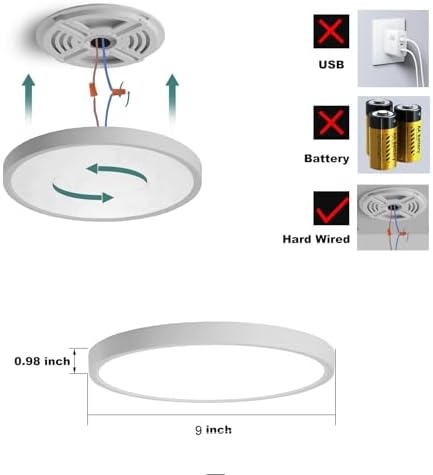 9 Inch Motion Sensor LED Ceiling Light, White