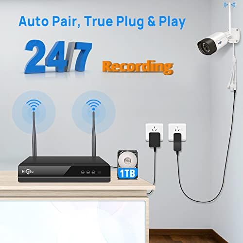 Hiseeu Wireless Security Camera System Outdoor, 3MP WiFi Camera for Home