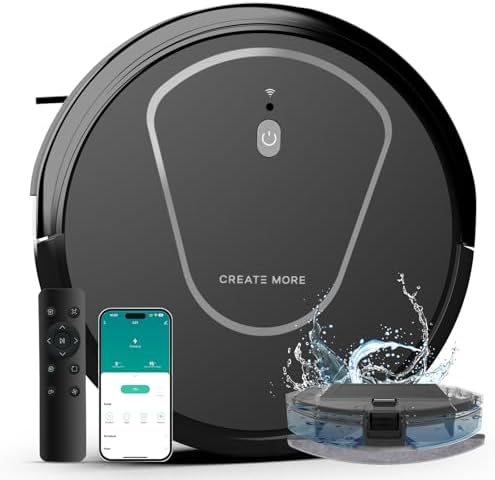 Bagotte Robot Vacuum and Mop Combo,5000Pa Suction Robotic Vacuums Cleaner with Low Noise, Self-Charger,2.4G WiFi/App/Alexa/Remote Control for Pet Hair,Hard Floor,Carpet