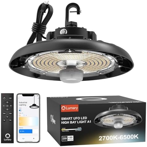 Lumary Smart UFO Led High Bay Light, 2700K-6500K Dimmable Shop Light, 150W