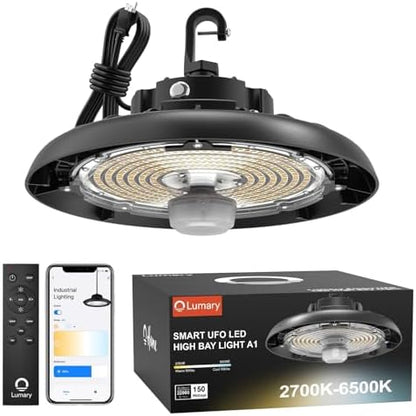 Lumary Smart UFO Led High Bay Light, 2700K-6500K Dimmable Shop Light, 150W