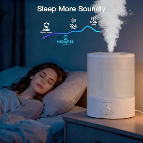 MegaWise 3.5L Cool Mist Humidifier – Whisper-Quiet Ultrasonic Vaporizer for Baby Nursery, Bedroom & Office | Top-Fill Design, Essential Oil Diffuser, Easy to Clean, 7-Color Night Light, Auto Shut-Off