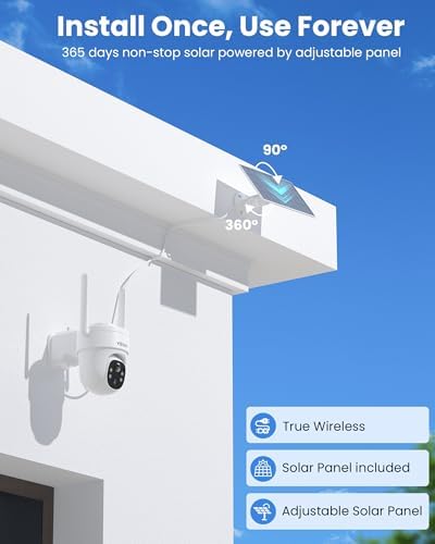 VIZIUUY 5MP Solar Security Cameras Wireless Outdoor, 2 Pack Cover More Area