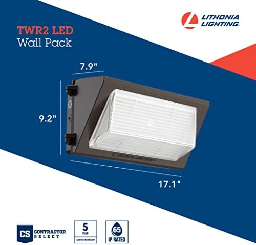 Lithonia Lighting 17" LED Wall Pack Outdoor Light, Dusk to Dawn Photocell