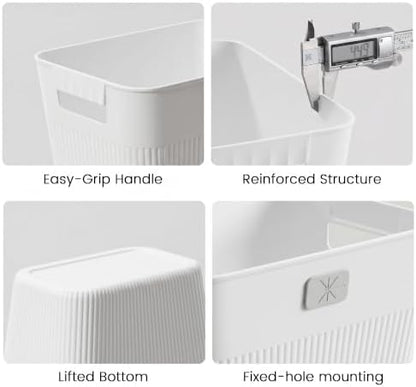 JOYMOOP Slim Trash Can 5-Pack, 2.2 Gallon Plastic Wastebasket for Bathroom, Bedroom, Office, Kitchen with 4 Rolls Bags, White