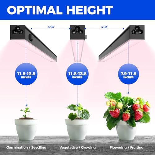 Barrina T5 LED Grow Lights Strip, 1FT Full Spectrum, Black Cover, 4 Packs
