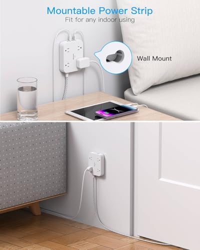 Surge Protector Power Strip, 5Ft Extension Cord with 4 USB Ports(2 USB C)