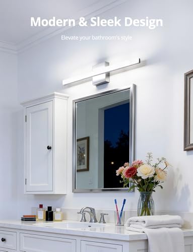 Combuh Lights for Bathroom Over Mirror, Modern Wall Mounted Fixtures Chrome