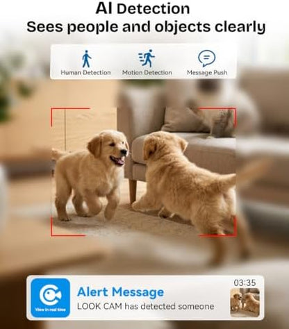 1080p HD WiFi Wireless Indoor Security Cam with Night Vision, Indoor Camera with Clock with App Control, Nanny Cam with AI Motion Detection, Loop Recording, Local & Cloud Storage for Home, Easy to Use