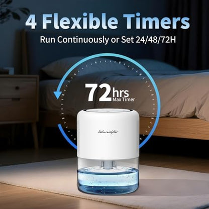 44oz(1.3L) Small Dehumidifier for Home Auto-Off Quiet Portable Dehumidifier with 3 Modes 10 Color Lights 4 Timer Settings for Bedroom Bathroom Closet (215 sq.ft)