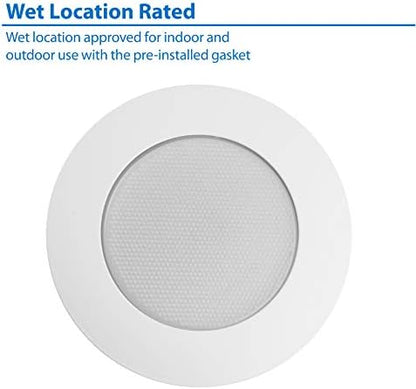 NICOR Lighting 6 inch White Recessed Shower Trim with Albalite Lens (17505)