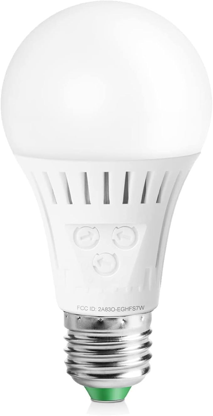 Motion Sensor Light Bulb with Dusk to Dawn, E26 Base, 7W LED(60W Equivalent), Cool White(6000K), Motion Sensitivity, Time and Twilight Setting Adjustable