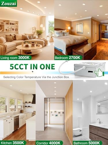 zouzai 6 Pack 4 Inch LED Recessed Ceiling Light, 810LM, 5CCT, Dimmable