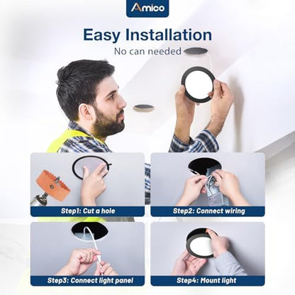 Amico 20 Pack 4 Inch LED Recessed Light with Junction Box, 5CCT, 800LM, 10W