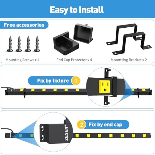 12 Outlet Long Power Strips Wide-Spaced Outlets with 10ft Cord Power Strip