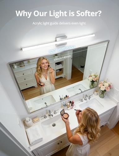 Combuh Bathroom Vanity Light Fixtures Above Mirror, Modern Wall Lamp Chrome