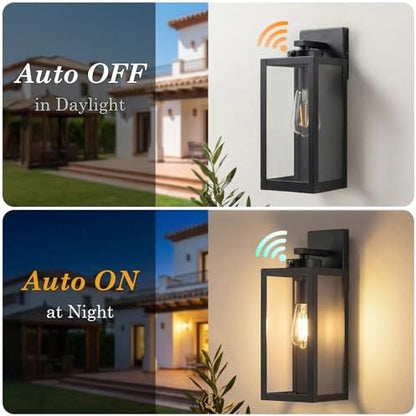 BesLowe 15" Large Upgraded Dusk to Dawn Outdoor Wall Lights, Matte Black