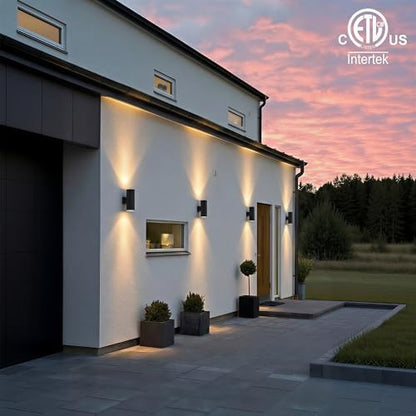 mirrea 14" Modern Outdoor Porch Light in 2 Lights, Matte Black, 4 Pack