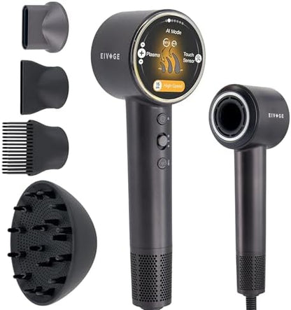 AI Technology Blow Dryer Diffuser, Smart Hair Dryers for Women, Hair Diffuser for Curly Hair, Diffuser Hair Dryer Hair Blow Dryer, Ionic Hair Dryer, 7 Mode with 4 Magnetic Attachments