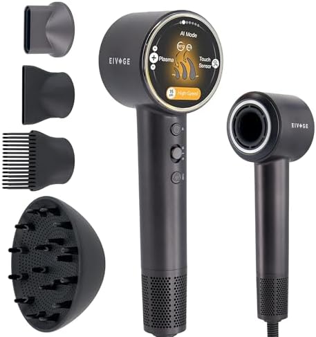 AI Technology Blow Dryer Diffuser, Smart Hair Dryers for Women, Hair Diffuser for Curly Hair, Diffuser Hair Dryer Hair Blow Dryer, Ionic Hair Dryer, 7 Mode with 4 Magnetic Attachments