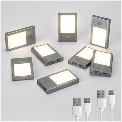 V4light Rechargeable Motion Sensor Night Light, 8-Pack Grey, 3000K