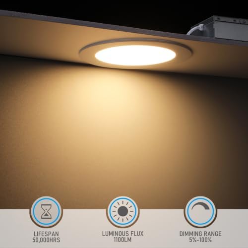 TORCHSTAR 12-Pack 6 Inch Ultra-Thin LED Recessed Light, CRI90 12W, 3000K