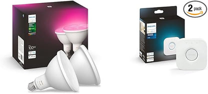 Philips Hue Smart 100W PAR38 LED Bulb & Bridge - Unlock The Full Potential of Hue - Multi-Room and Out-of-Home Control - Create Automations and Zones